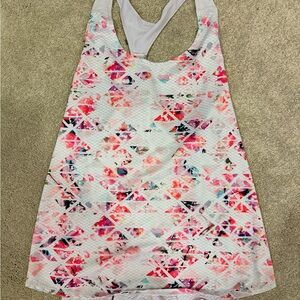 Women’s Floral Print Racerback Tank Top - White/Pink
